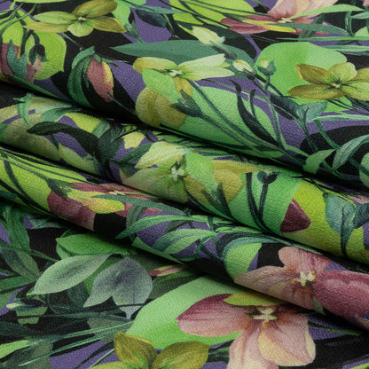 Mood Exclusive Green Fluorescent Fronds Textured Polyester Woven