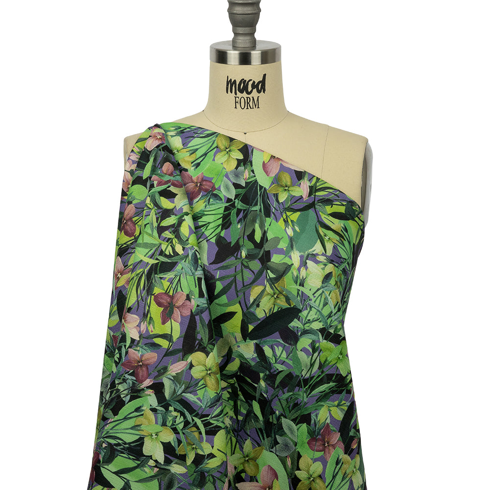 Mood Exclusive Green Fluorescent Fronds Textured Polyester Woven - Drape