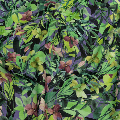 Mood Exclusive Green Fluorescent Fronds Textured Polyester Woven