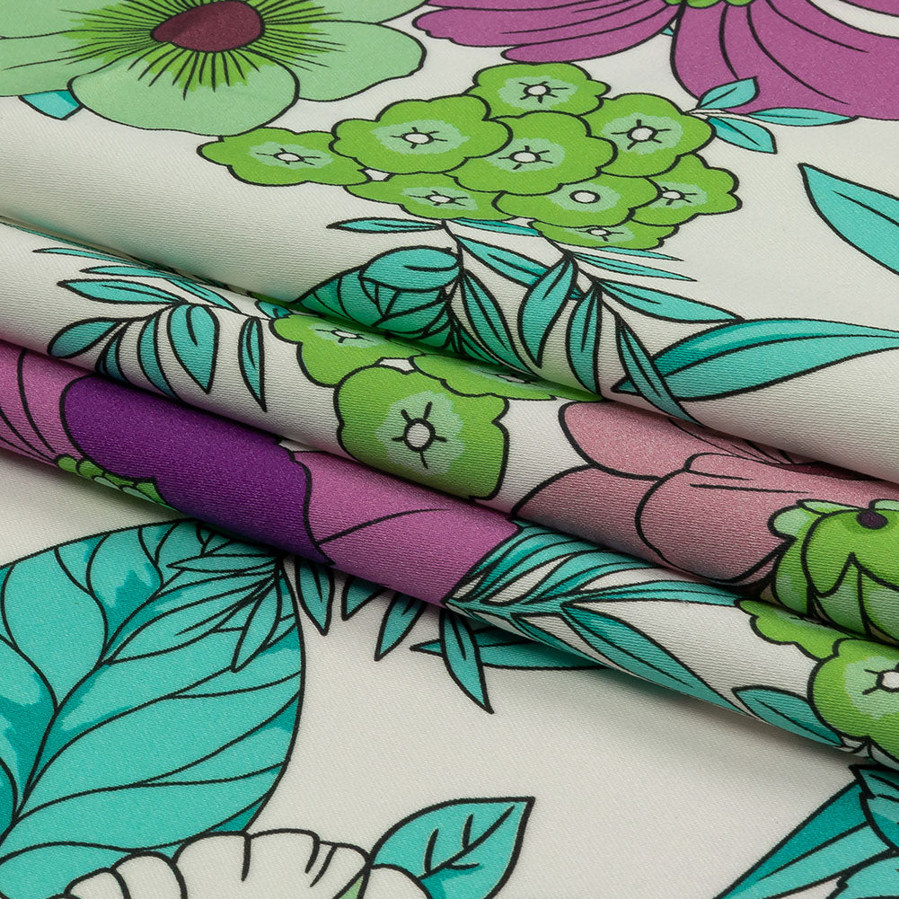 Mood Exclusive Purple Springing Up Stretch Cotton Sateen - Folded
