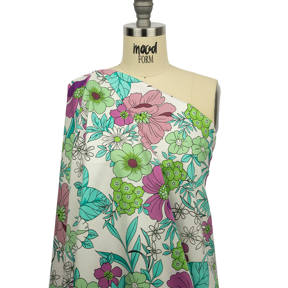 Mood Exclusive Purple Springing Up Stretch Cotton Sateen - Drape
