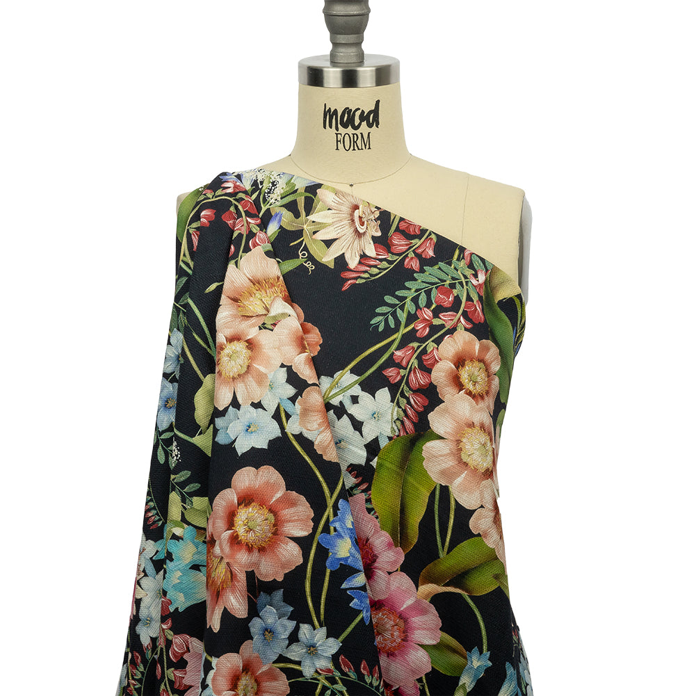 Mood Exclusive Navy Florist's Cuttings Stretch Cotton Woven - Drape