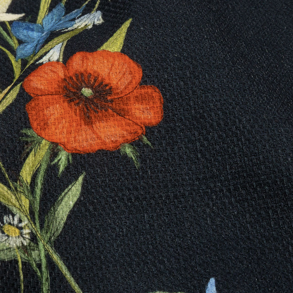 Mood Exclusive Navy Wildflower Fields Stretch Cotton Woven - Detail
