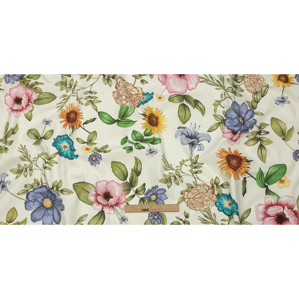 Stretch Cotton Canvas Print - White, Pink and Green Floral - Mood Exclusive Wonderland Garden - Full