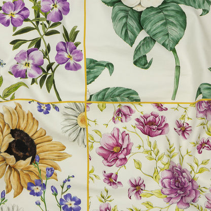 Stretch Cotton Canvas Print - White Floral Patchwork - Mood Exclusive Midsummer festive