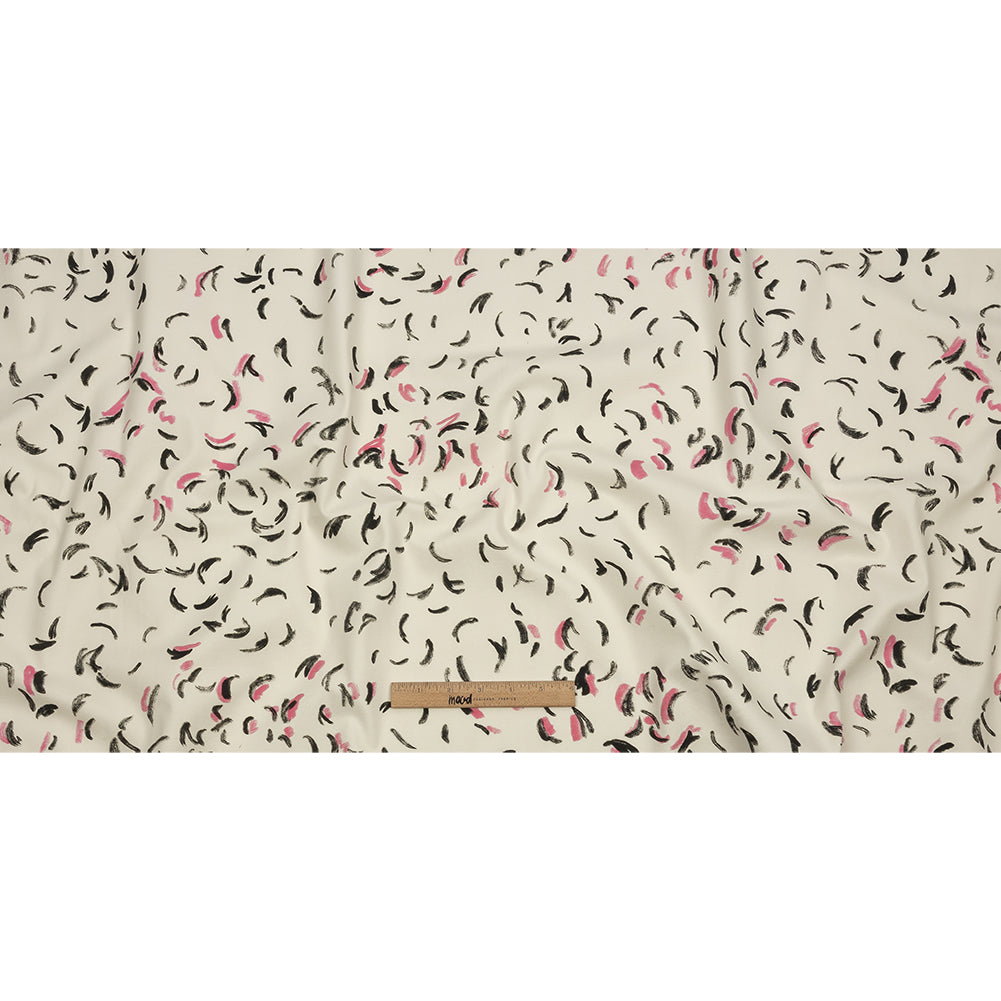 Stretch Cotton Canvas Print - White, Black and Pink Abstract Marks - Mood Exclusive Kindergarten Couture - Full