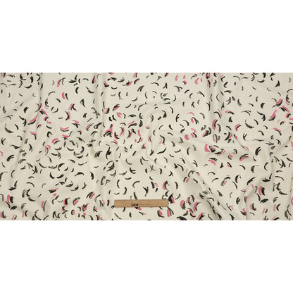 Stretch Cotton Canvas Print - White, Black and Pink Abstract Marks - Mood Exclusive Kindergarten Couture