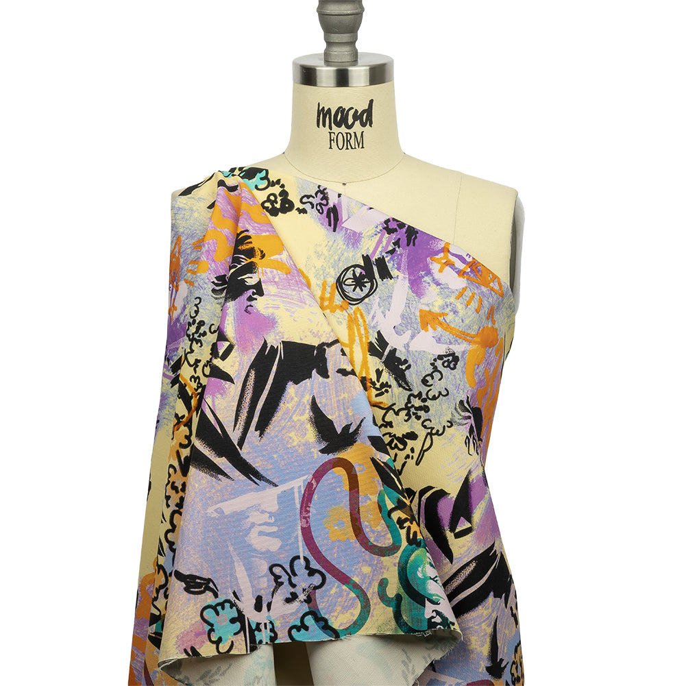 Stretch Cotton Canvas Print - Purple and Yellow Graffiti - Mood Exclusive Graffiti Lane - Drape