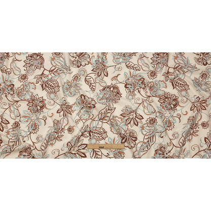 Cotton Poplin Print - Cream, Burgundy and Blue Floral - Mood Exclusive Floral Mirage Full