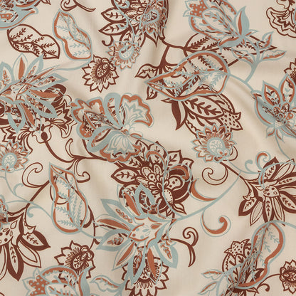 Cotton Poplin Print - Cream, Burgundy and Blue Floral - Mood Exclusive Floral Mirage