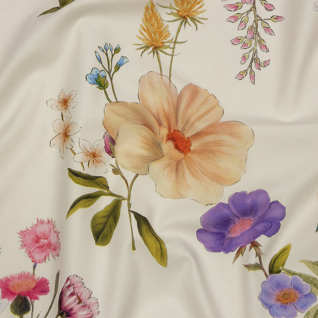 Stretch Cotton Canvas Print - White, Peach and Lavender Floral - Mood Exclusive English Gardens
