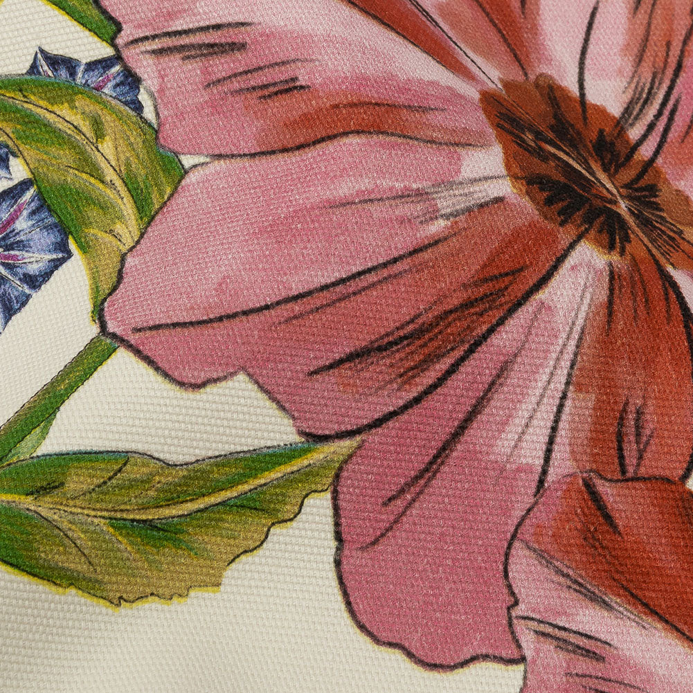 Stretch Cotton Canvas Print - Cream, Red, Yellow and Blue Floral - Mood Exclusive Lucid Dream