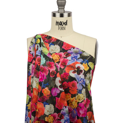 Mood Exclusive Red Botanical Convention Metallic Pinstriped Viscose Dobby