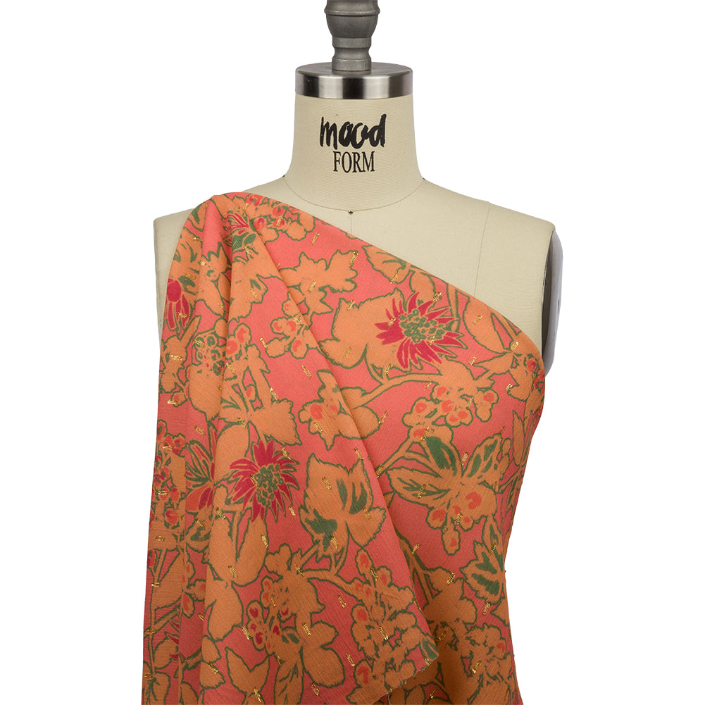 Mood Exclusive Coral Tree Line Trove Metallic Dotted Crinkled Viscose Crepe Detail