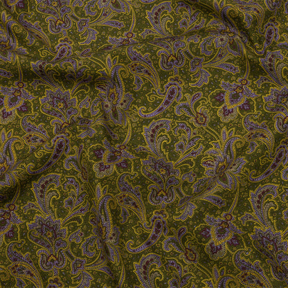 Japanese Moss, Yellow and Lilac Paisley Cotton Woven