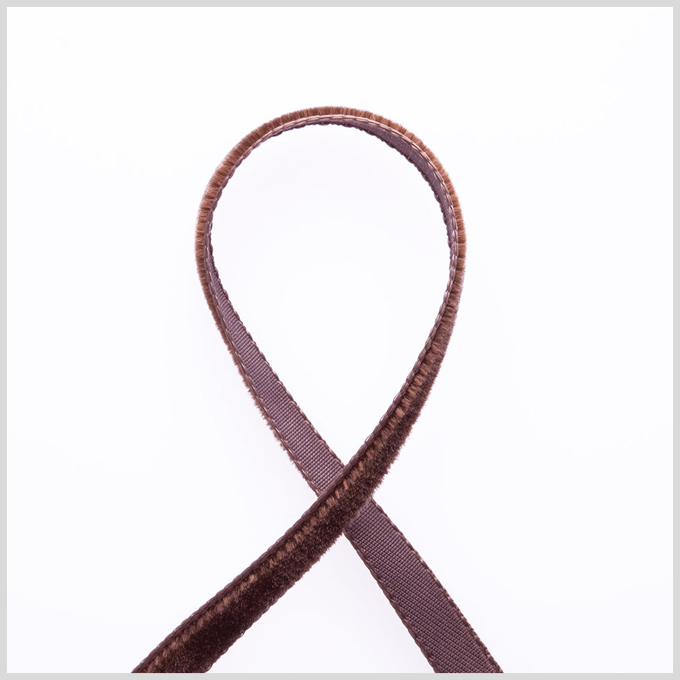 0.25" Brown Nylon Velvet Ribbon Detail