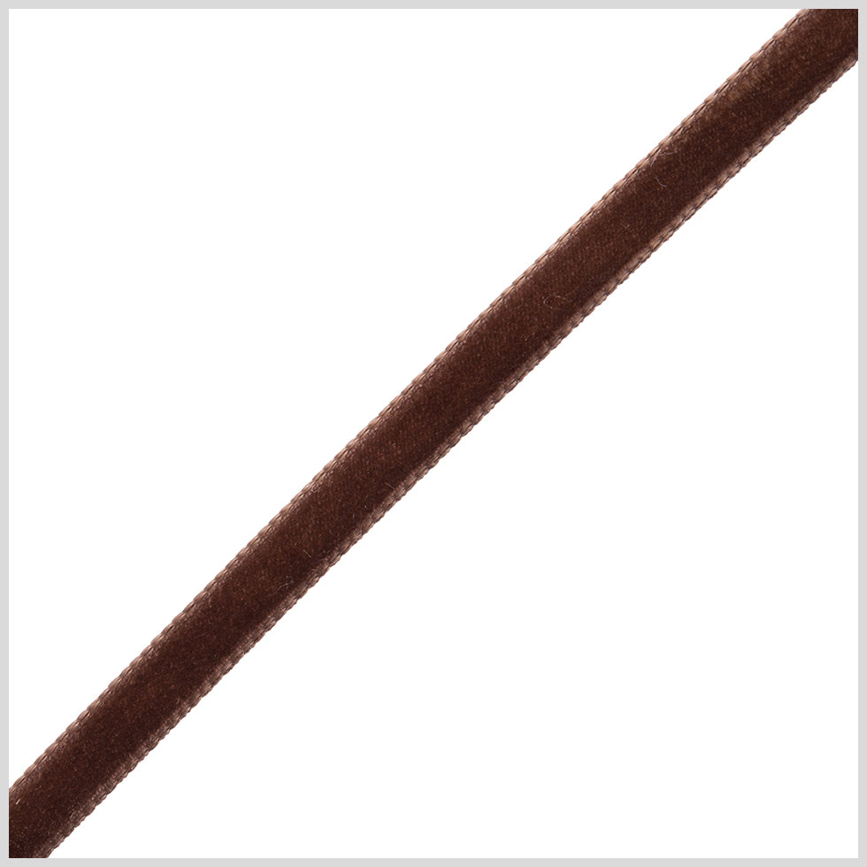0.25" Brown Nylon Velvet Ribbon