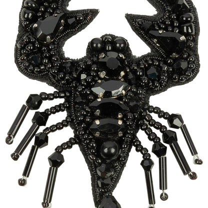 Black Scorpion Rhinestones and Glass Beaded Applique - 2.75" x 2.15" Detail