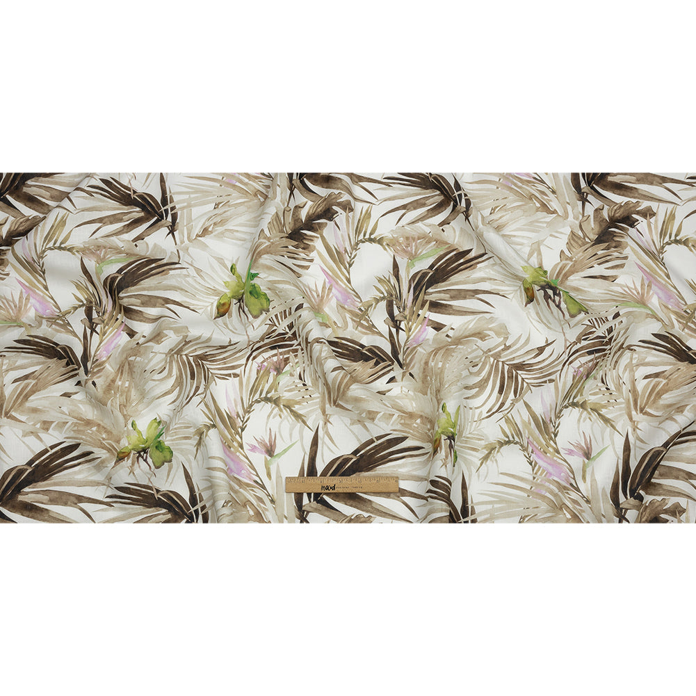 Brown Palm Fronds Medium Weight Linen Woven - Full