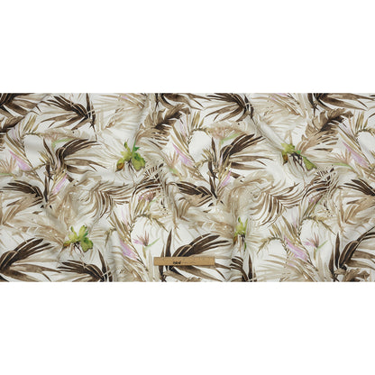Brown Palm Fronds Medium Weight Linen Woven