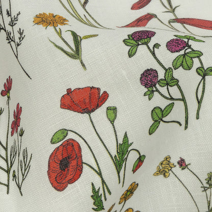 Multicolor Wildflower Doodles Medium Weight Linen Woven