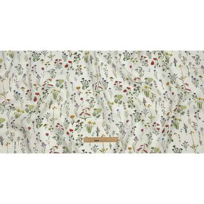 Multicolor Wildflower Doodles Medium Weight Linen Woven