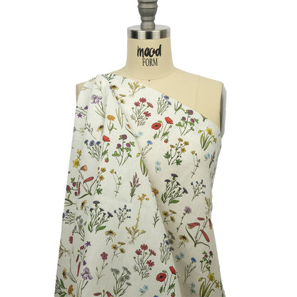 Multicolor Wildflower Doodles Medium Weight Linen Woven