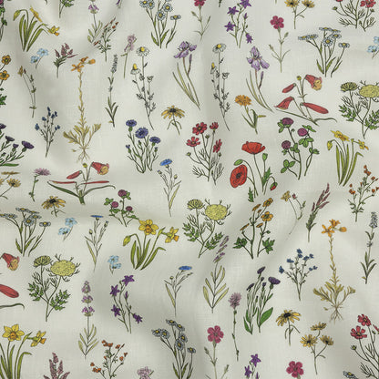 Multicolor Wildflower Doodles Medium Weight Linen Woven