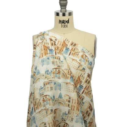 Beige and Blue City Standards Medium Weight Linen Woven
