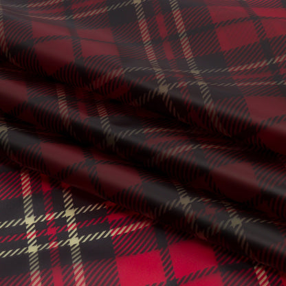 Red, Black and Yellow Diagonal Plaid Lightweight Translucent Vinyl