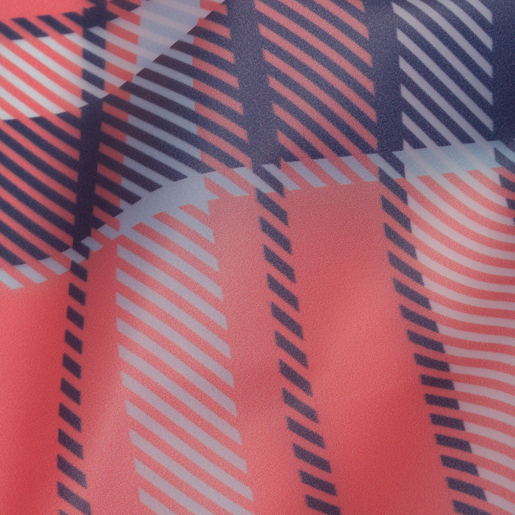 Red, Black and Baby Blue Plaid Lightweight Translucent Vinyl