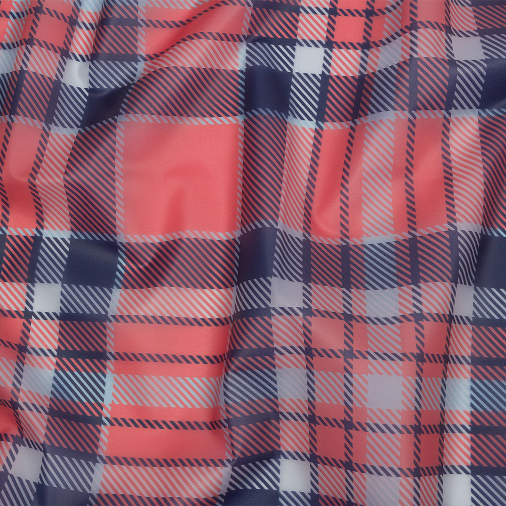 Red, Black and Baby Blue Plaid Lightweight Translucent Vinyl