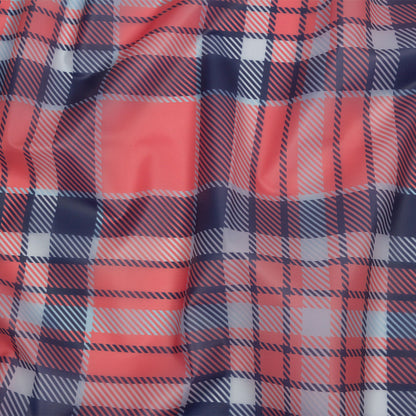 Red, Black and Baby Blue Plaid Lightweight Translucent Vinyl