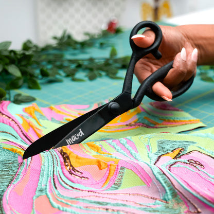 Mood 9" Matte Black Knife-Edge Dressmaker's Shears with Matte Rubber Grips