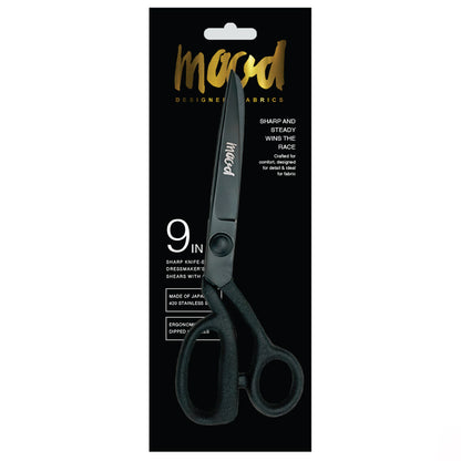 Mood 9" Matte Black Knife-Edge Dressmaker's Shears with Matte Rubber Grips