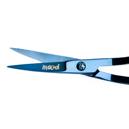 Mood Metallic Blue Double Curve Scissors with Matte Rubber Grips - 6"