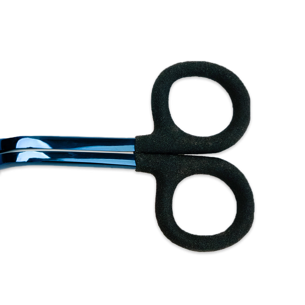 Mood Metallic Blue Double Curve Scissors with Matte Rubber Grips - 6"