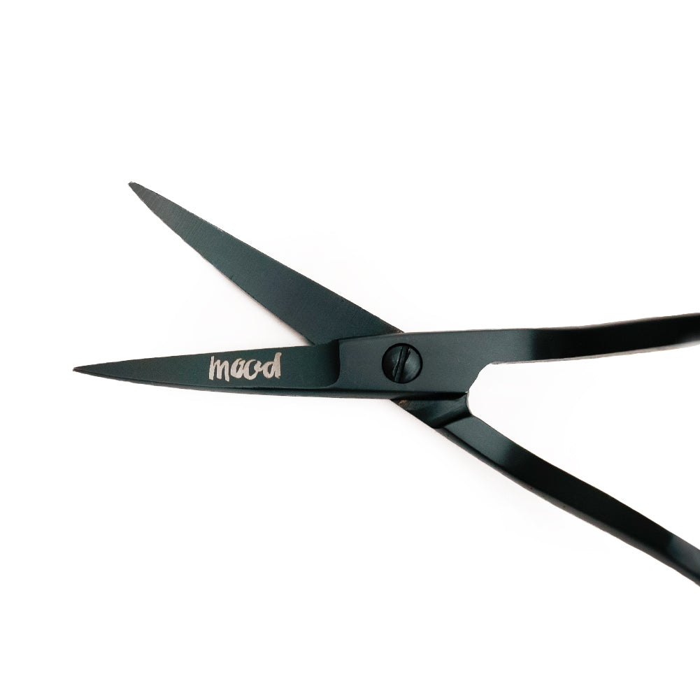 Mood Matte Black Double Curve Scissors with Matte Rubber Grips - 6"