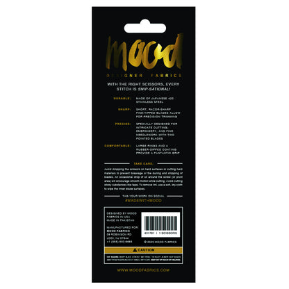 Mood Metallic Blue Embroidery Scissors with Matte Rubber Grips - 5"