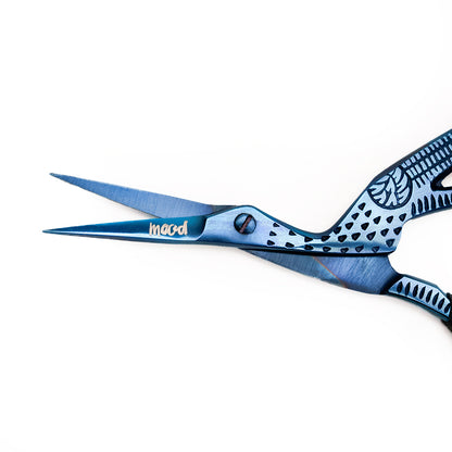 Mood Metallic Blue Stork Embroidery Snips with Matte Rubber Grips - 4.5"