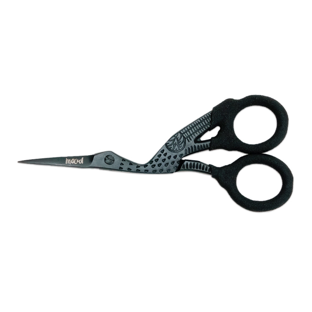 Mood Matte Black Stork Embroidery Snips with Matte Rubber Grips - 4.5"