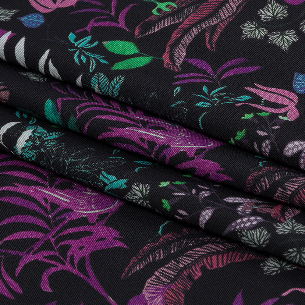 Polyester Twill Print - Black Floral - Mood Exclusive Fairy Forest