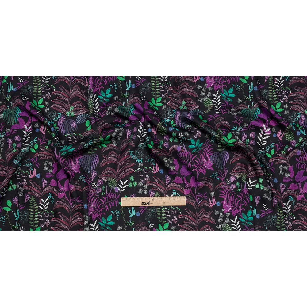 Polyester Twill Print - Black Floral - Mood Exclusive Fairy Forest