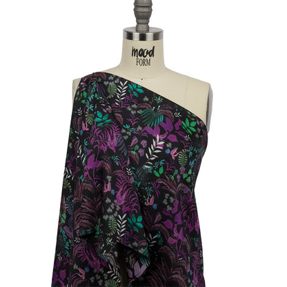 Polyester Twill Print - Black Floral - Mood Exclusive Fairy Forest