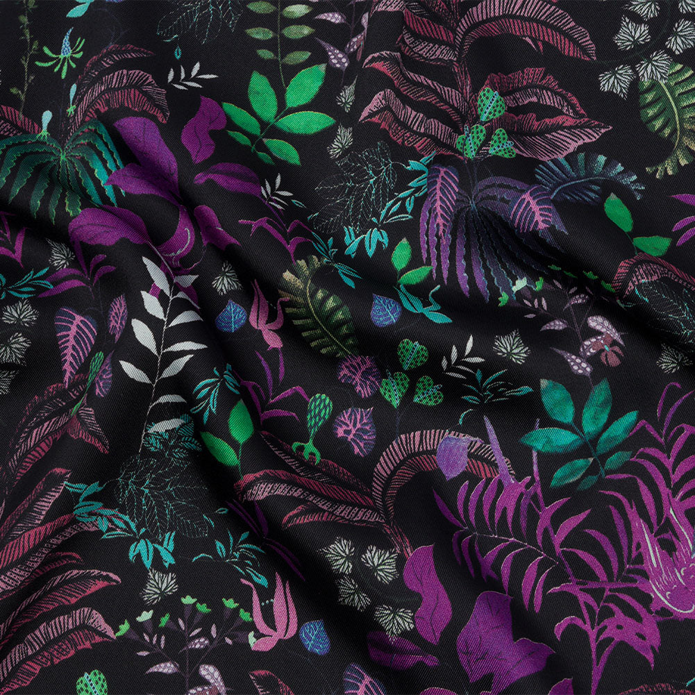Polyester Twill Print - Black Floral - Mood Exclusive Fairy Forest