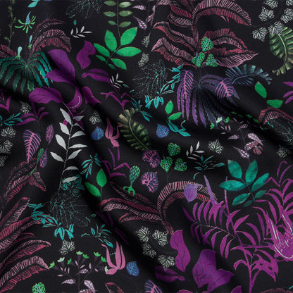Polyester Twill Print - Black Floral - Mood Exclusive Fairy Forest