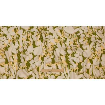 Sustainable Viscose Floral Jacquard Print - Beige, Green and Yellow Floral Silhouettes - Mood Exclusive Wild Disguise Full