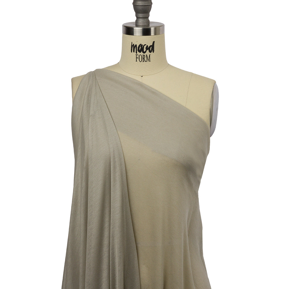 Famous Designer Light Stone Viscose and Cotton Lightweight Interlock Knit Drape
