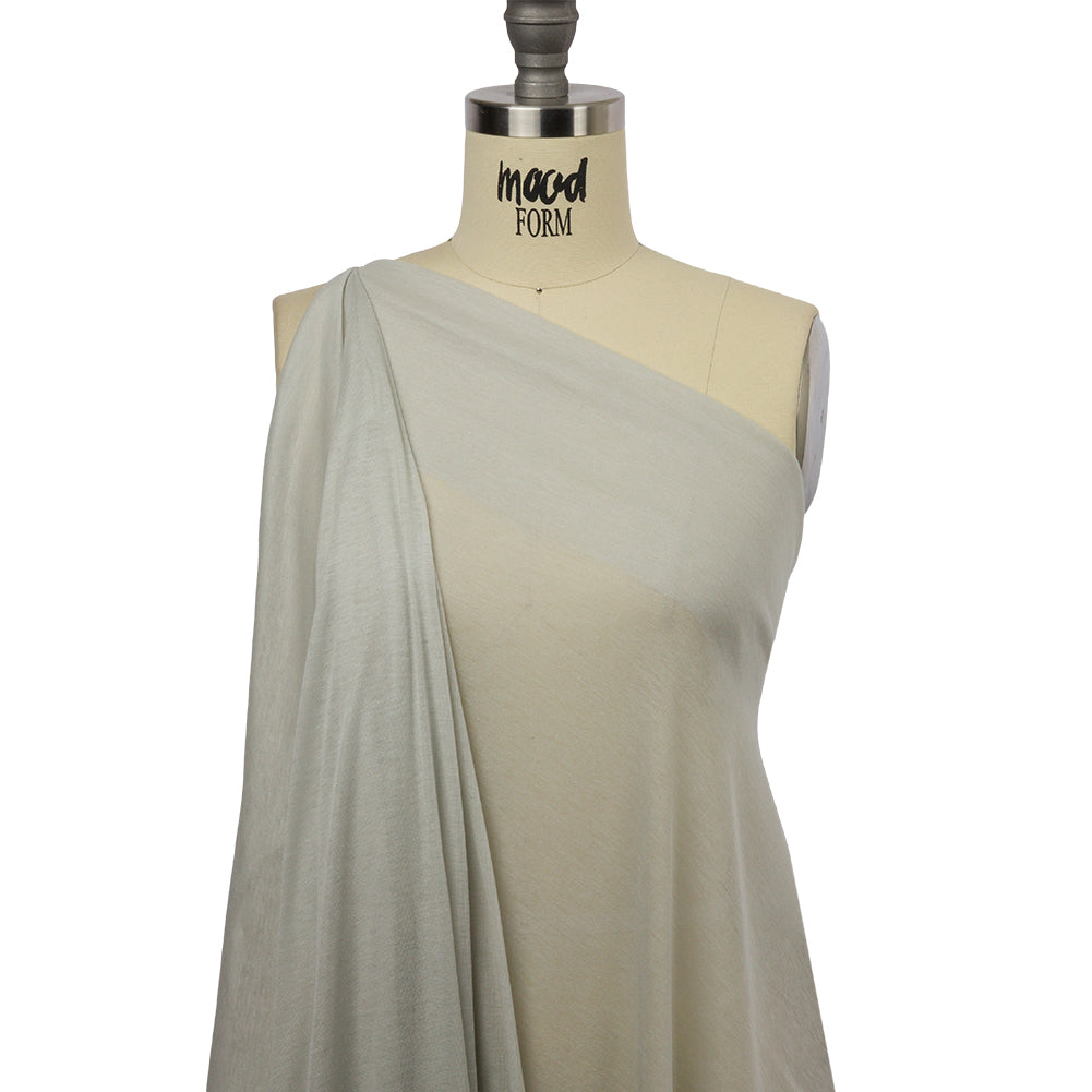 Famous Designer Light Gray Viscose and Cotton Lightweight Interlock Knit Drape