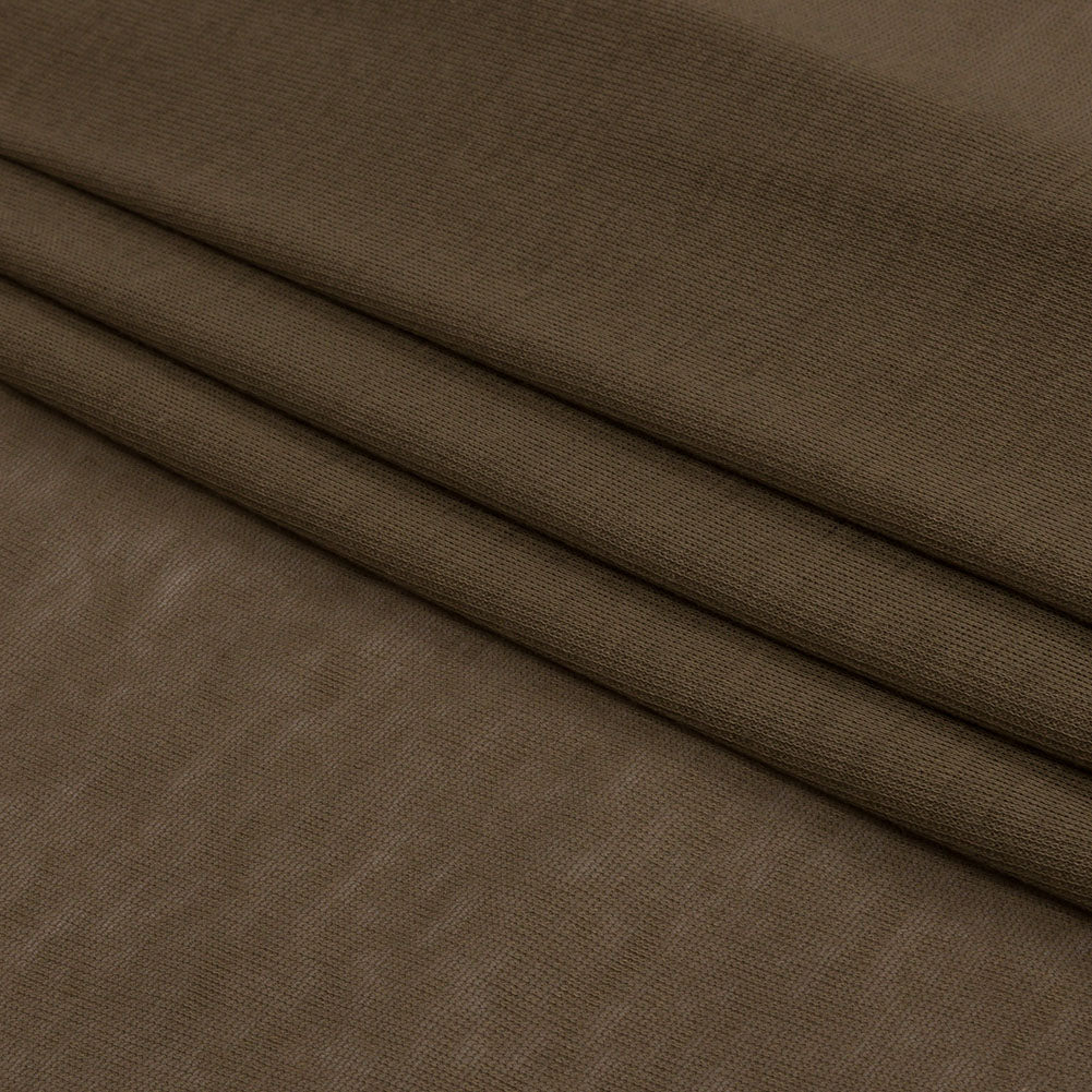Famous Designer Dark Beige Viscose and Cotton Lightweight Interlock Knit Folded